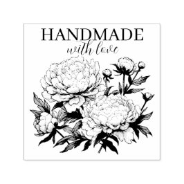 Peônias de Carimbo de Borracha com Autocolante