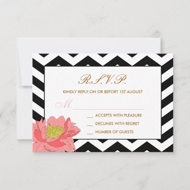Peonias e Chevron RSVP (Frente)