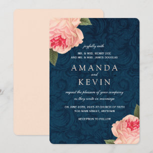Peônias e convites corais do casamento do marinho