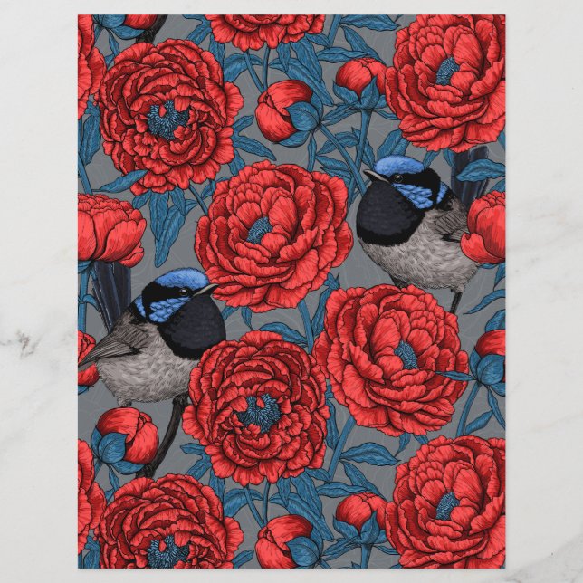 Peônias e wrenes (Frente)