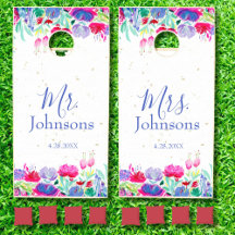 Peônias Florais em Aquarela Casamento Sr. Sra.