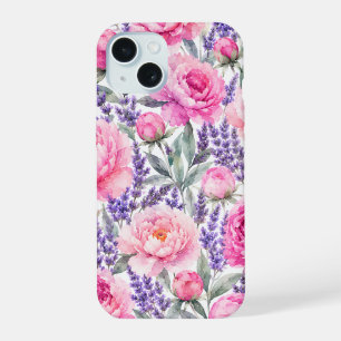 Peônias Rosa & Água de Lavanda Padrão Floral Aquar