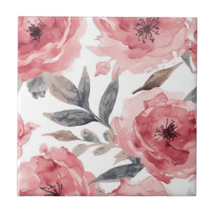 Peônias Rosa Pintadas Aquarela Floral Botânica