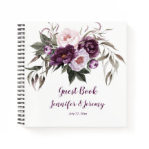 Pêonias Rosa Púrpura Livro de Convidados Verde