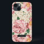 Pêonias Vintage e Padrão Hydrangeas<br><div class="desc">Minicaso Elegante iPad com ilustrações vintage de rosas e peônias cor-de-rosa pinceladas com hydrangeas de marfim. Este design está disponível em vários produtos. Clique abaixo para outros designs.</div>