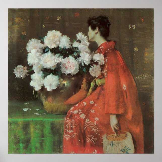 Peonies by William Merritt Chase Poster (Frente)