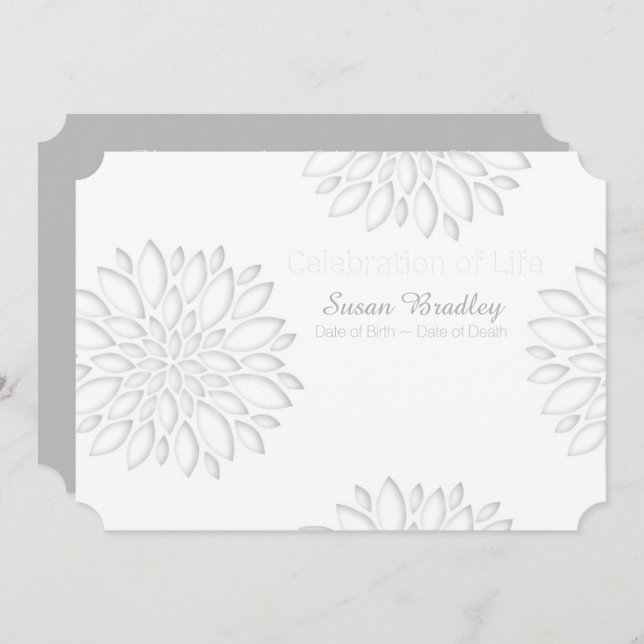 Peonies Digital Paper Cut Out 3 Memorial Service C (Frente/Verso)