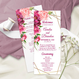 Peonies Faux Gold Foil Rustic Weding Program