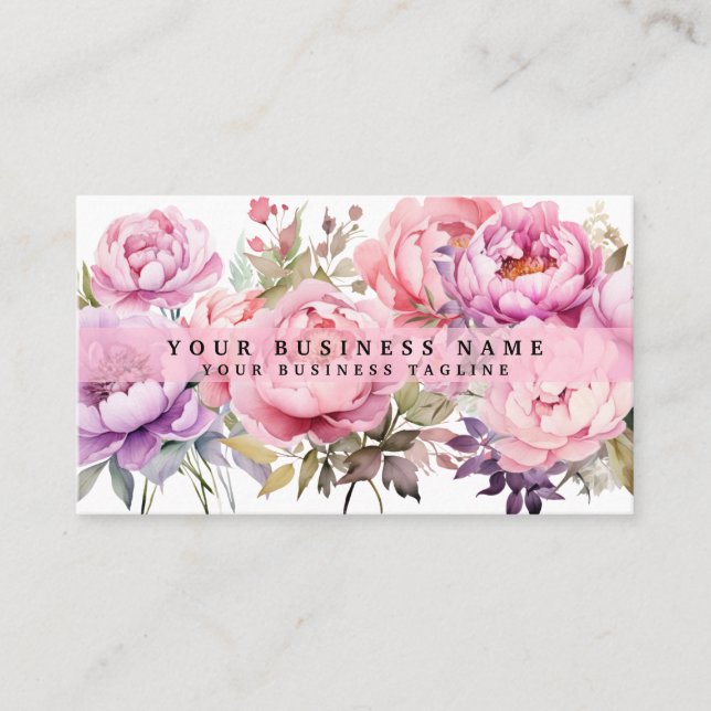 Peonies Flowers Cartões de visitas (Frente)