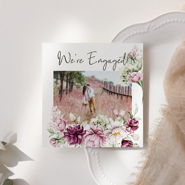 Peonies Pink Burgundy Floral Adicionar Noivado Fot (Criador carregado)