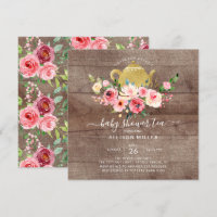 Peonies Rosa Floral Chá de fraldas Chá Convite