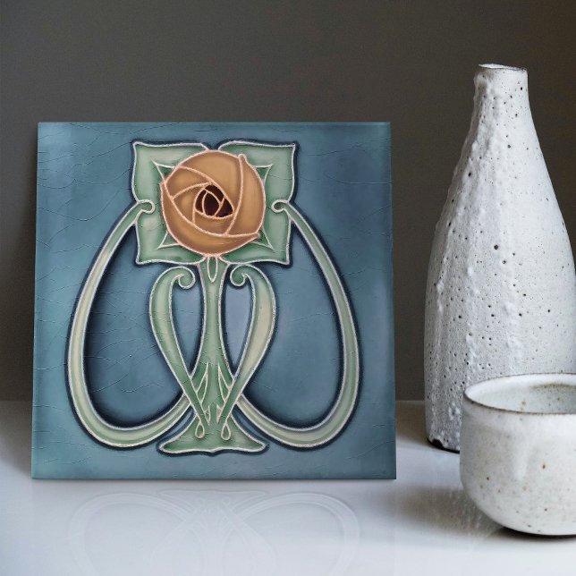 Peony Blue Decor Art Nouveau Art Deco (Criador carregado)