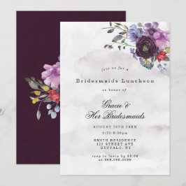 Peony Chic Violet Bridesmaids Luncheon Invite