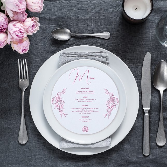 Peony Elegance Wedding Menu (Criador carregado)