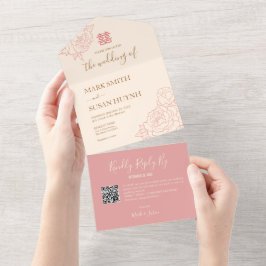 Peony Elegante Chinês - Tudo em um Convite de casa