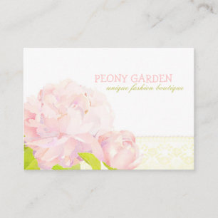Peony + Faux Lace Elegante Cartões de visitas de 
