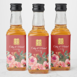 Peony floral dupla felicidade chinesa vermelha de 