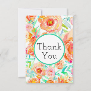Peony Floral Obrigado Cartões