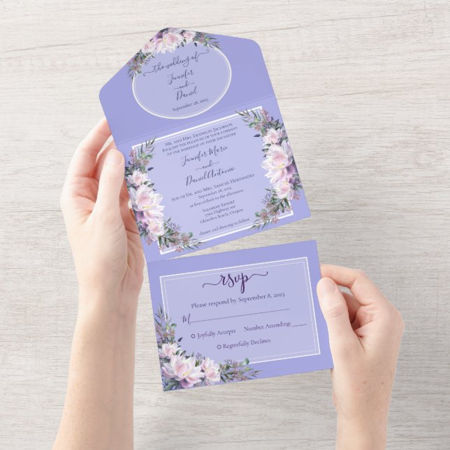 Peony Garden Periwinkle All in One Convite de casa (Tearaway)