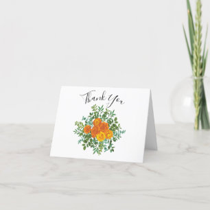 Peony Laranja E Rosa Floral Obrigado Cartões
