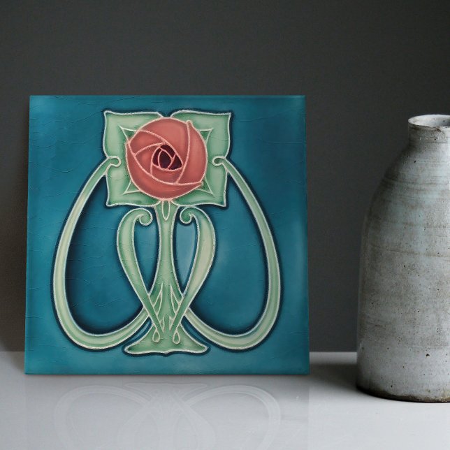 Peony sobre Arte Azul Decor Nouveau Art Deco (Criador carregado)