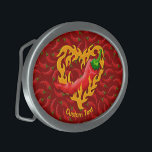 Pepper Chili com Flame Heart<br><div class="desc">Pimenta vermelha com chama em forma de coração. Texto personalizado.</div>