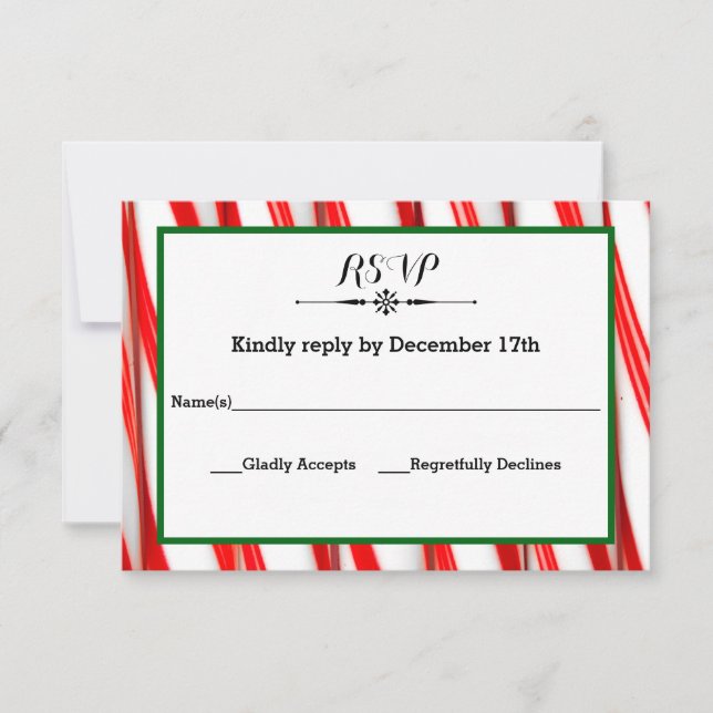 Peppermint Stripe Christmas - RSVP Response Card (Frente)
