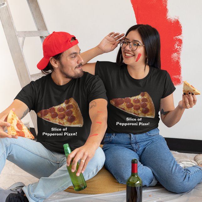 Pepperoni Pizza Fatia Camisa Escura (Pepperoni Pizza Slice Dark Shirt)