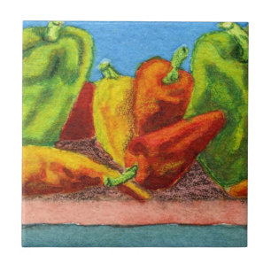 "Peppers #1" Azulejo cerâmico para jardins de cozi