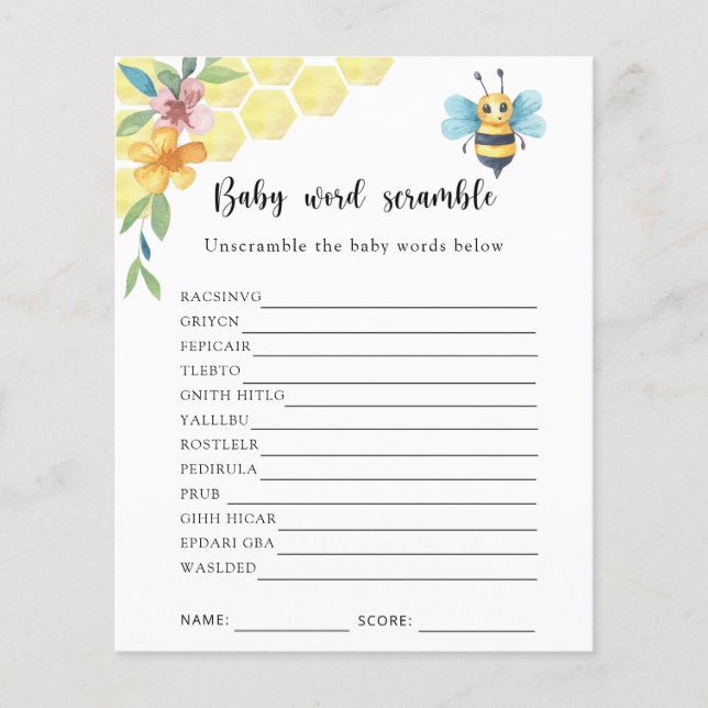 Pequena Abelha - Jogo de Encravação de Palavras Be (Frente)