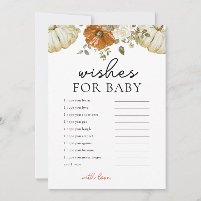 Pequena Abóbora Deseja Um Cartão De Chá de fraldas (Frente)