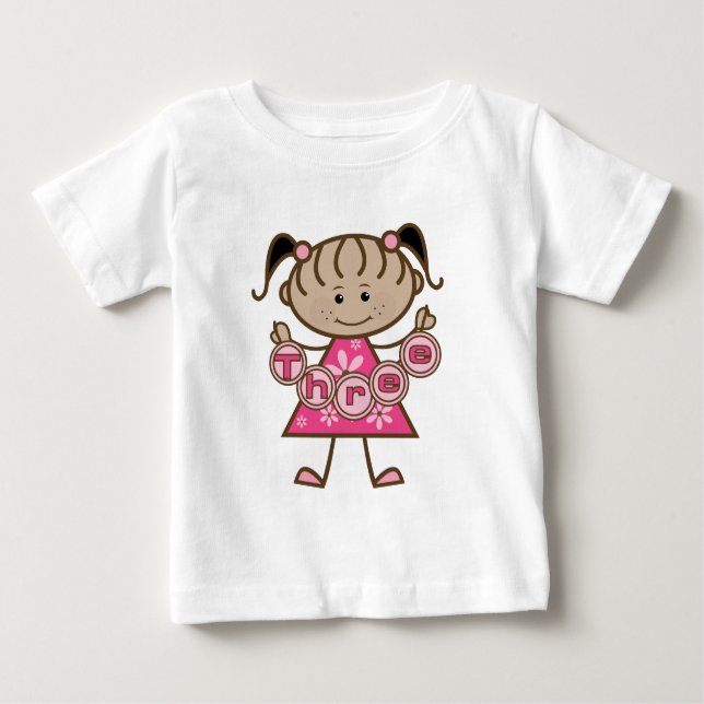 Pequena aniversário de 3 anos de Camisetas e prese (Frente)
