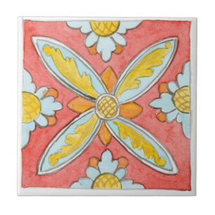 Pequena azulejo de cerâmica inspirada na Sicília “