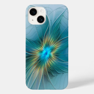 Pequena Bela Moderna Flor de Arte Fractal Azul Dou