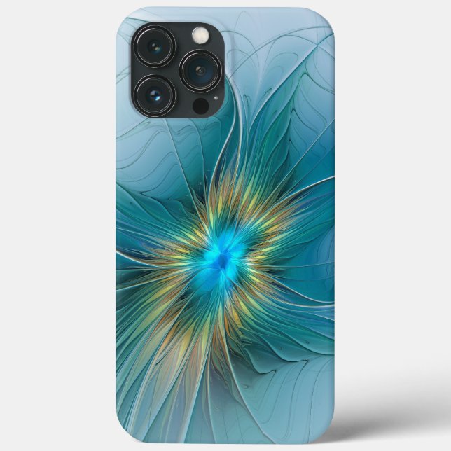 Pequena Bela Moderna Flor de Arte Fractal Azul Dou (Verso)