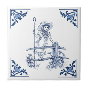 Pequena Bo Peep Shepherdese Menina Azul e Branca