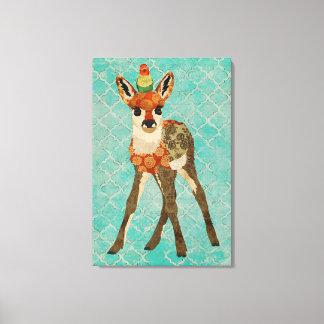 Pequena Canvas de Fawn e Pássaro