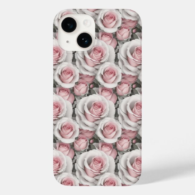Pequena Capa de telefone rosa e rosas brancas (Verso)