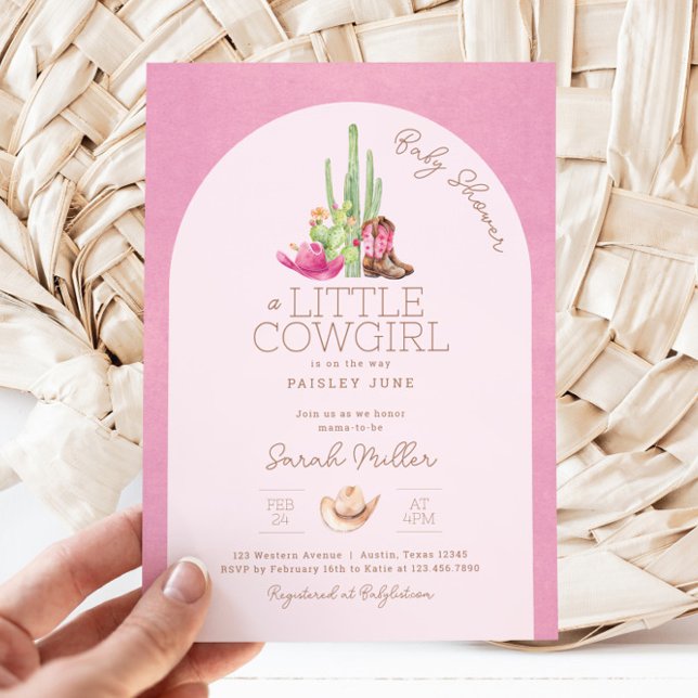 Pequena Cowgirl no Caminho do Convite para Chás de (Cowgirl Baby Shower Invitation)