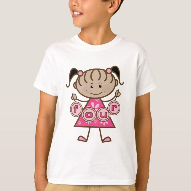 Pequena Garota 4º Aniversário Camisetas e presente (Frente)