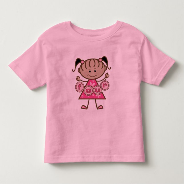 Pequena Garota 4º Aniversário Camisetas e presente (Frente)