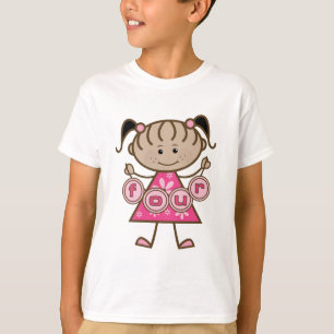 Pequena Garota 4º Aniversário Camisetas e presente
