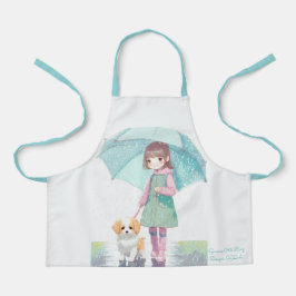 Pequena garota chuvoso dia