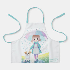 Pequena garota chuvoso dia