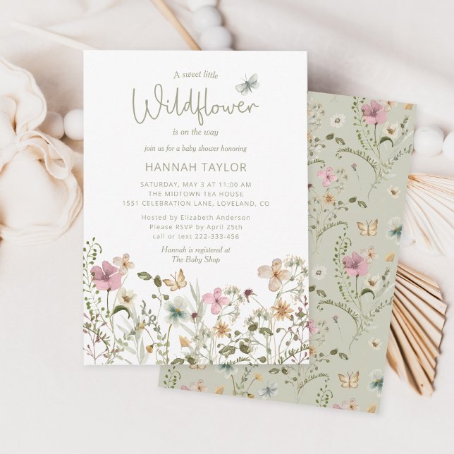 Pequena Garota de Flor Selvagem Convite para Chá d (Criador carregado)
