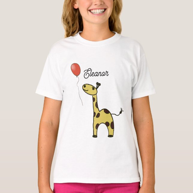 pequena girafa bonita com balões Camisa (Frente)