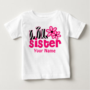 Pequena Irmã Rosa Zebra Personalizada Camisa