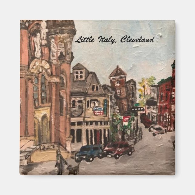 Pequena Itália, Cleveland Ohio Painting em um imã (Frente)