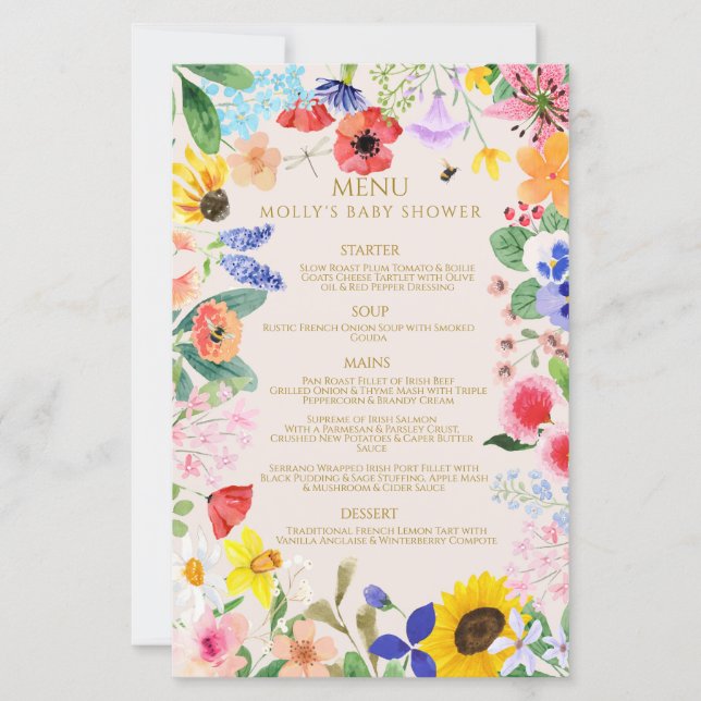 Pequena mamã de flor silvestre no menu Bee Chá de  (Frente)