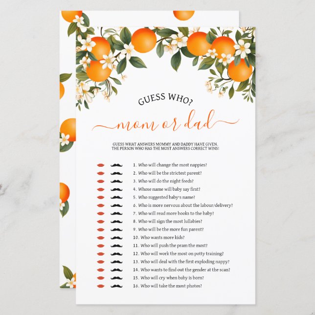 Pequena mamãe ou jogo de chá de fraldas (Frente/Verso)